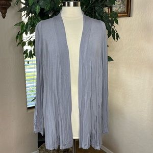 Susan Graver Lifestyle Regular Spa Knit Long Sleeve Cardigan ~ Grey Goddess